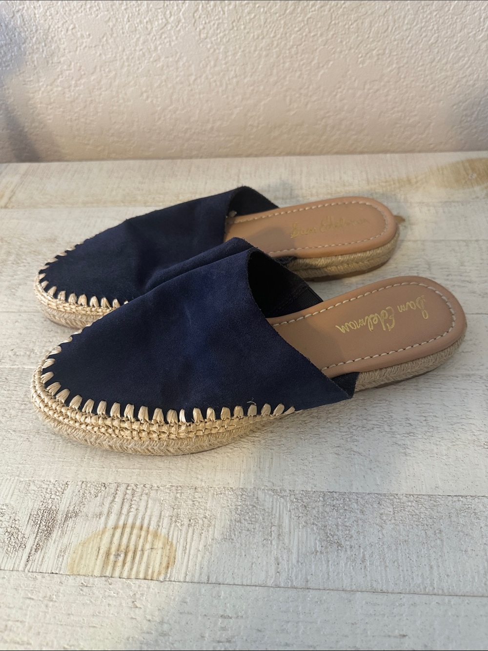 Sam Edelman Navy Suede Espadrille Slide Mules